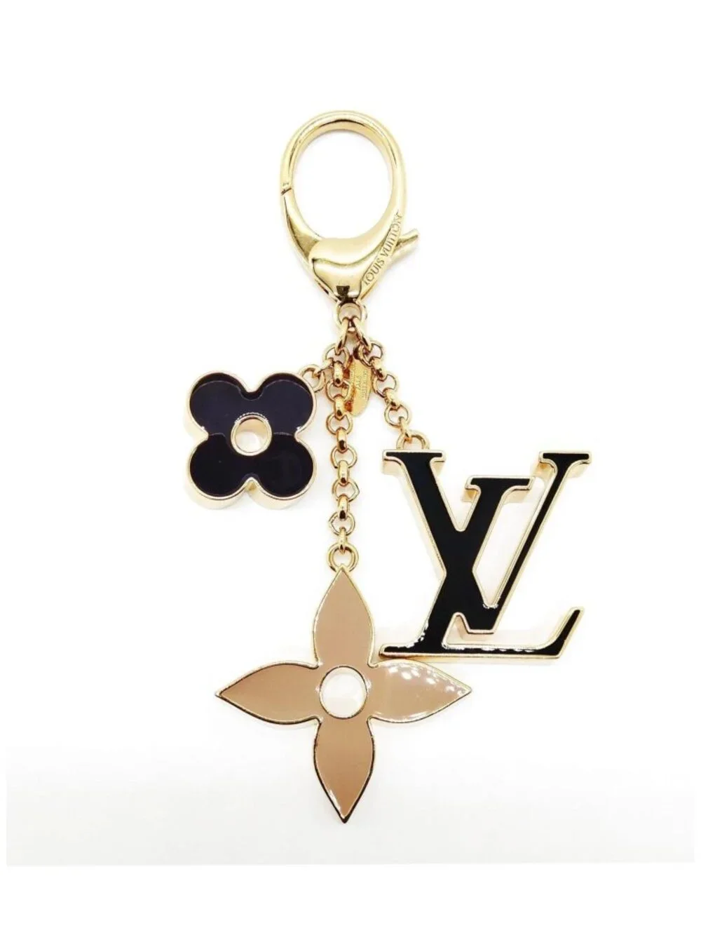 Authnetic Louis Vuitton LV Fleur Bag Charm & Key Holder Gold Tone